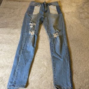 Night waisted distressed jeans
